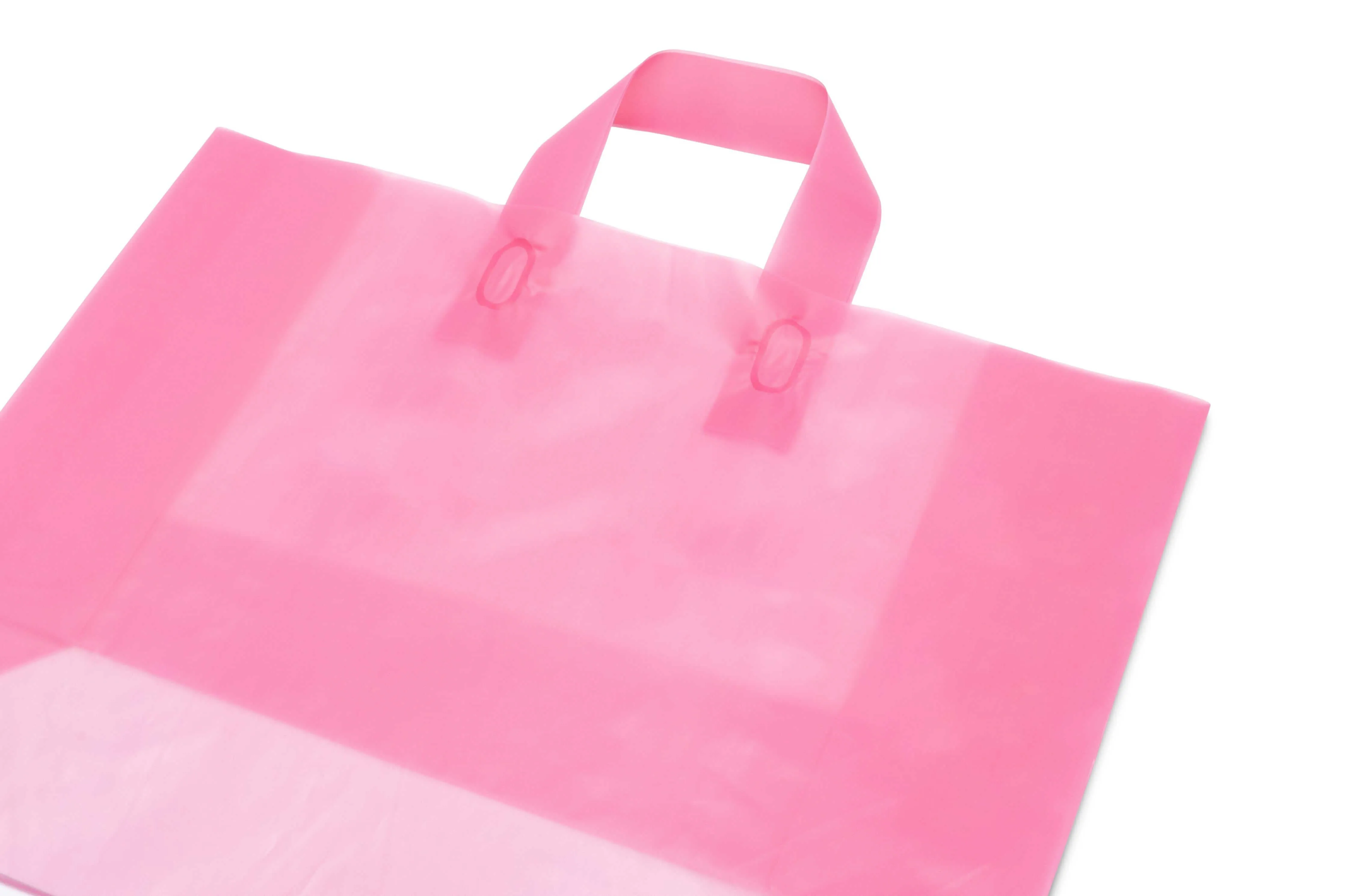 16x6x12 Large Frosted Pink Plastic Bags with Handles