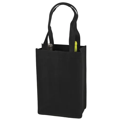 2 Bottle Non Woven Tote In Black by True