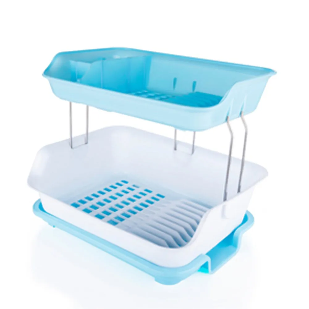 2291 Dish Drainer Rack 2 Layer Drying Rack with Water Removing Tray Sink (Multicolour)