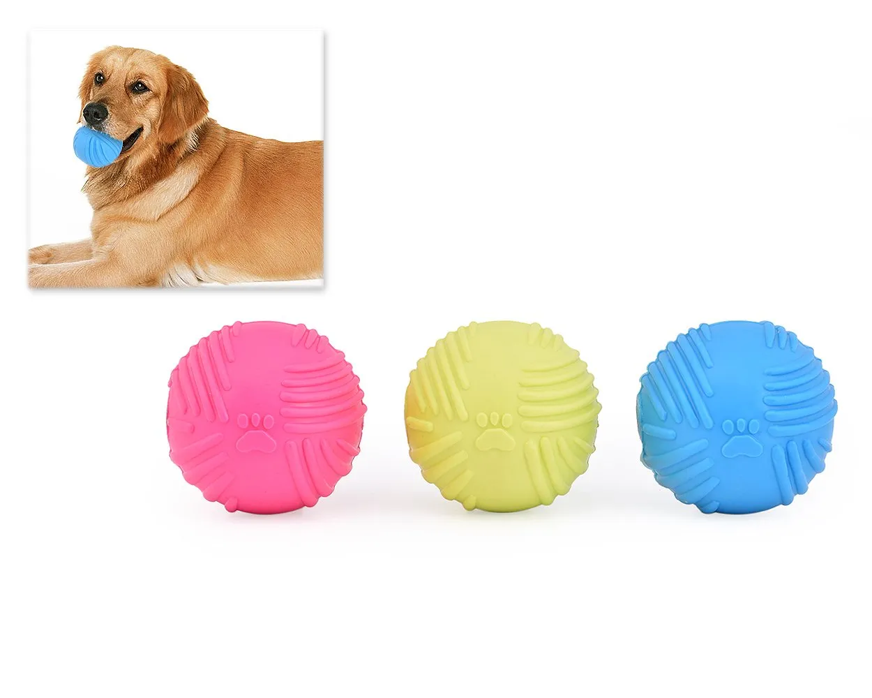 3 Pcs Colorful Non-toxic TRP Plastic Sound Squeaky Pet Dog Chew Ball