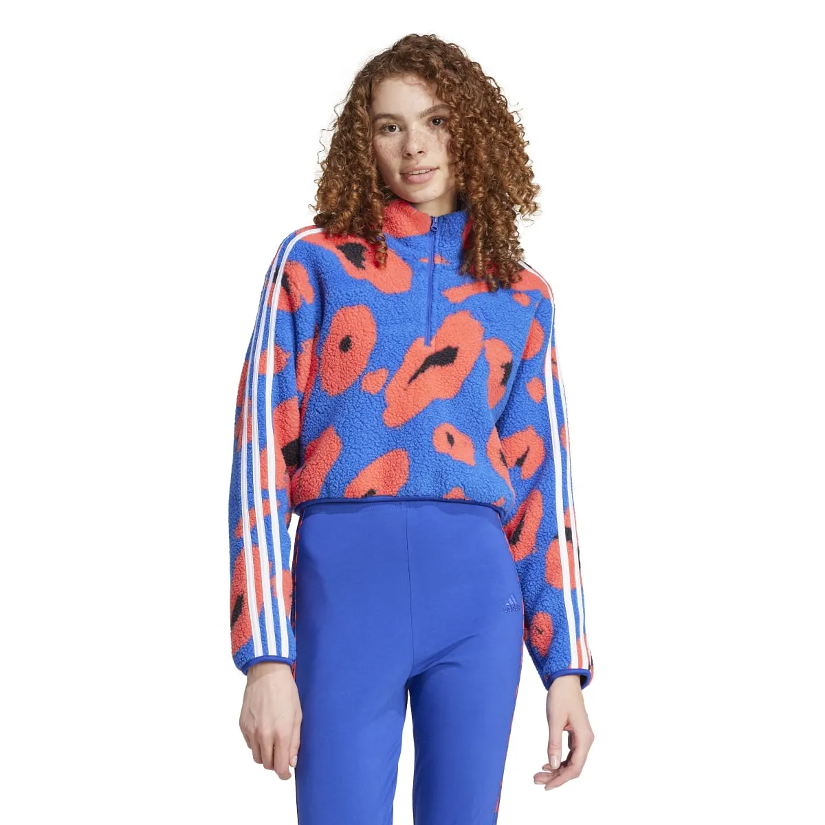 adidas Women's Essentials 3-Stripes Cropped 1/4 Zip