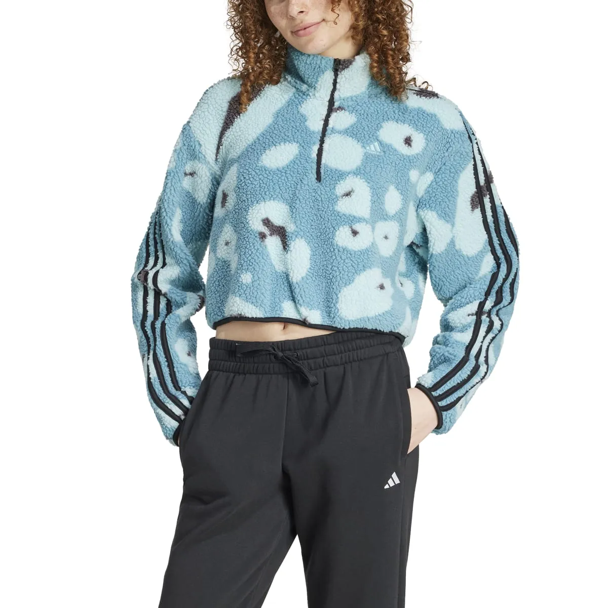 adidas Women's Essentials 3-Stripes Cropped 1/4 Zip