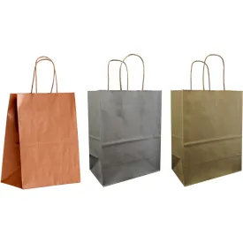 All Occasion Metallic Kraft Medium Solid Totes (12 Pack)