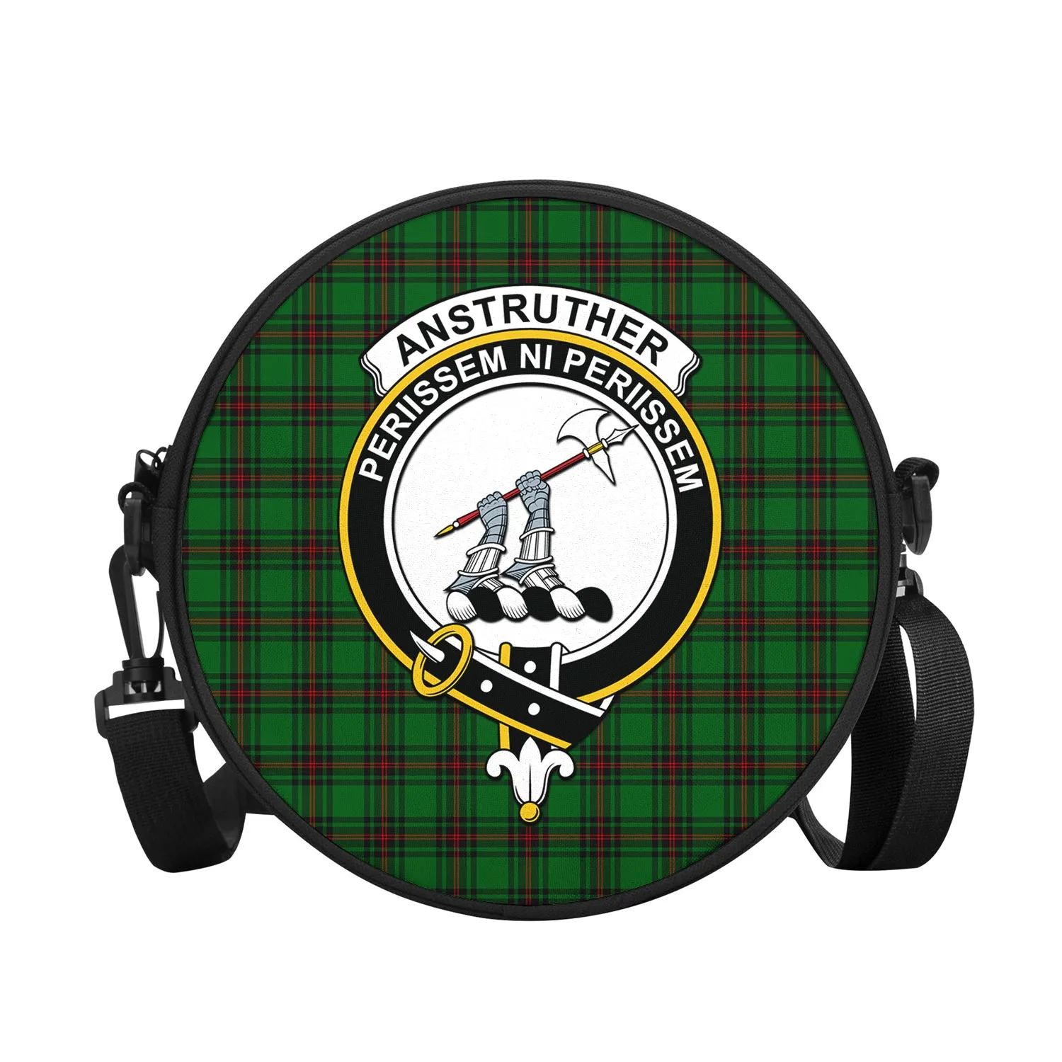 Anstruther Tartan Round Satchel Bags with Family Crest