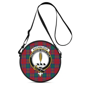 Auchinleck (Affleck) Tartan Round Satchel Bags with Family Crest