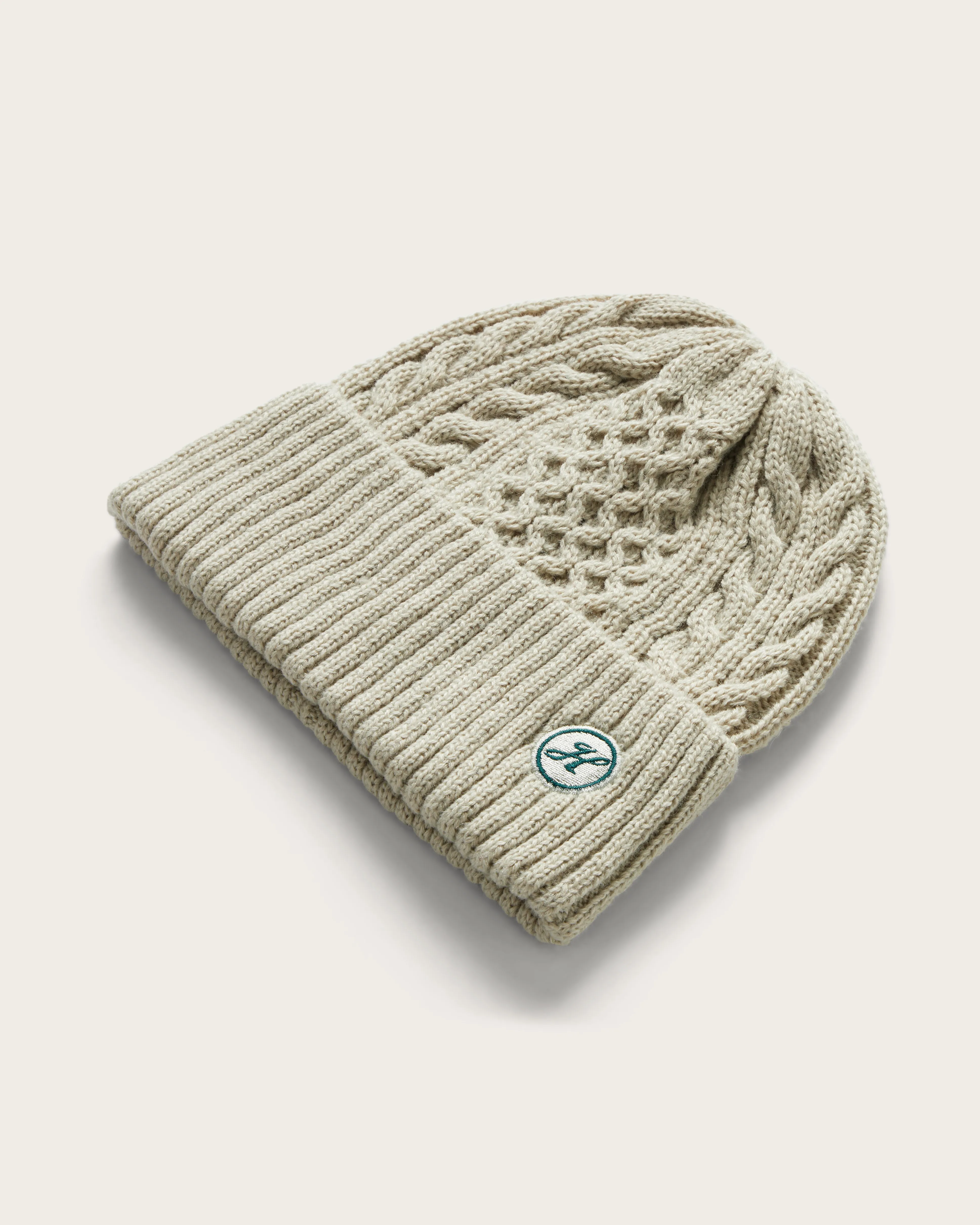 Baby Vulcan Cable Knit Beanie in Grey Sage