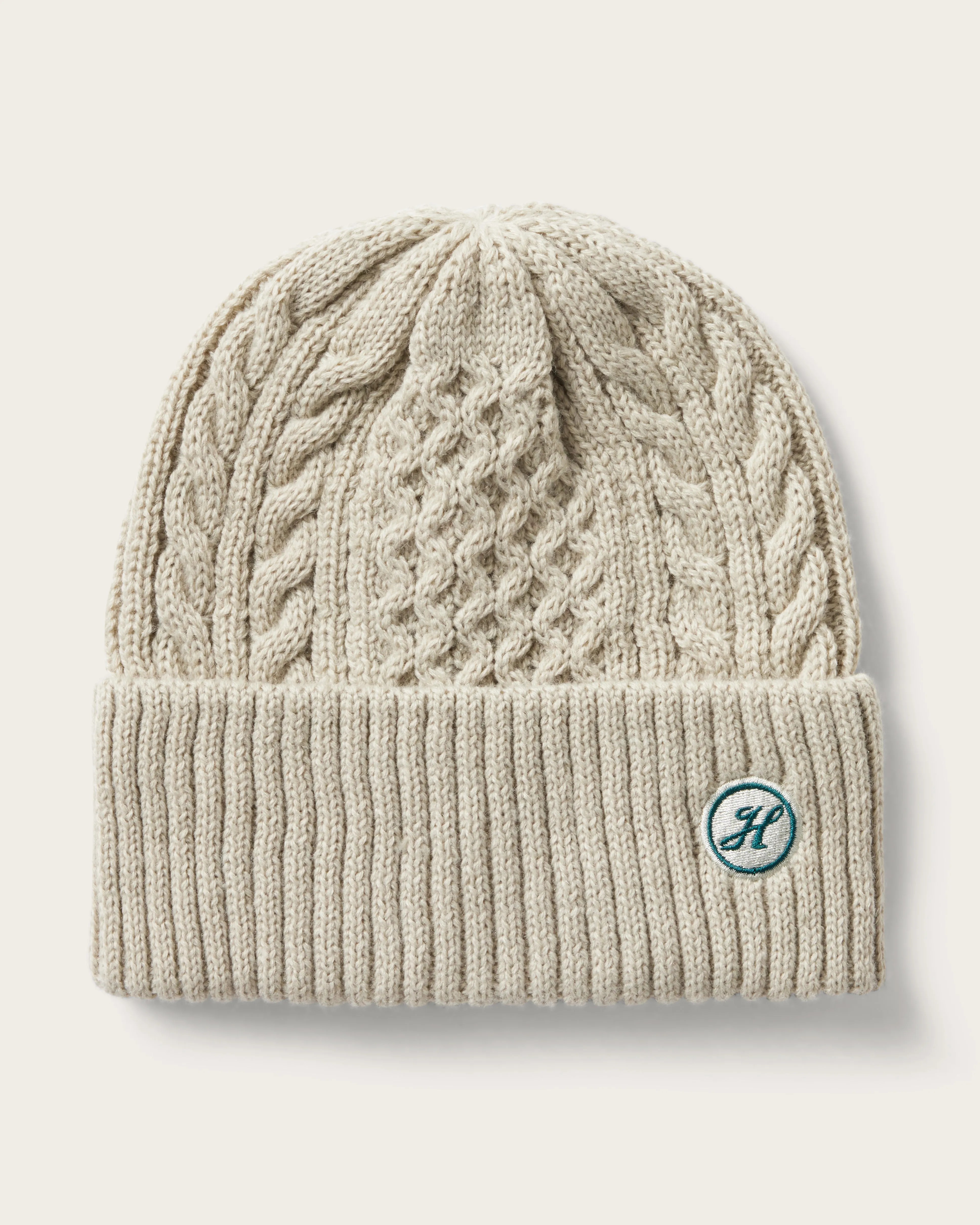 Baby Vulcan Cable Knit Beanie in Grey Sage