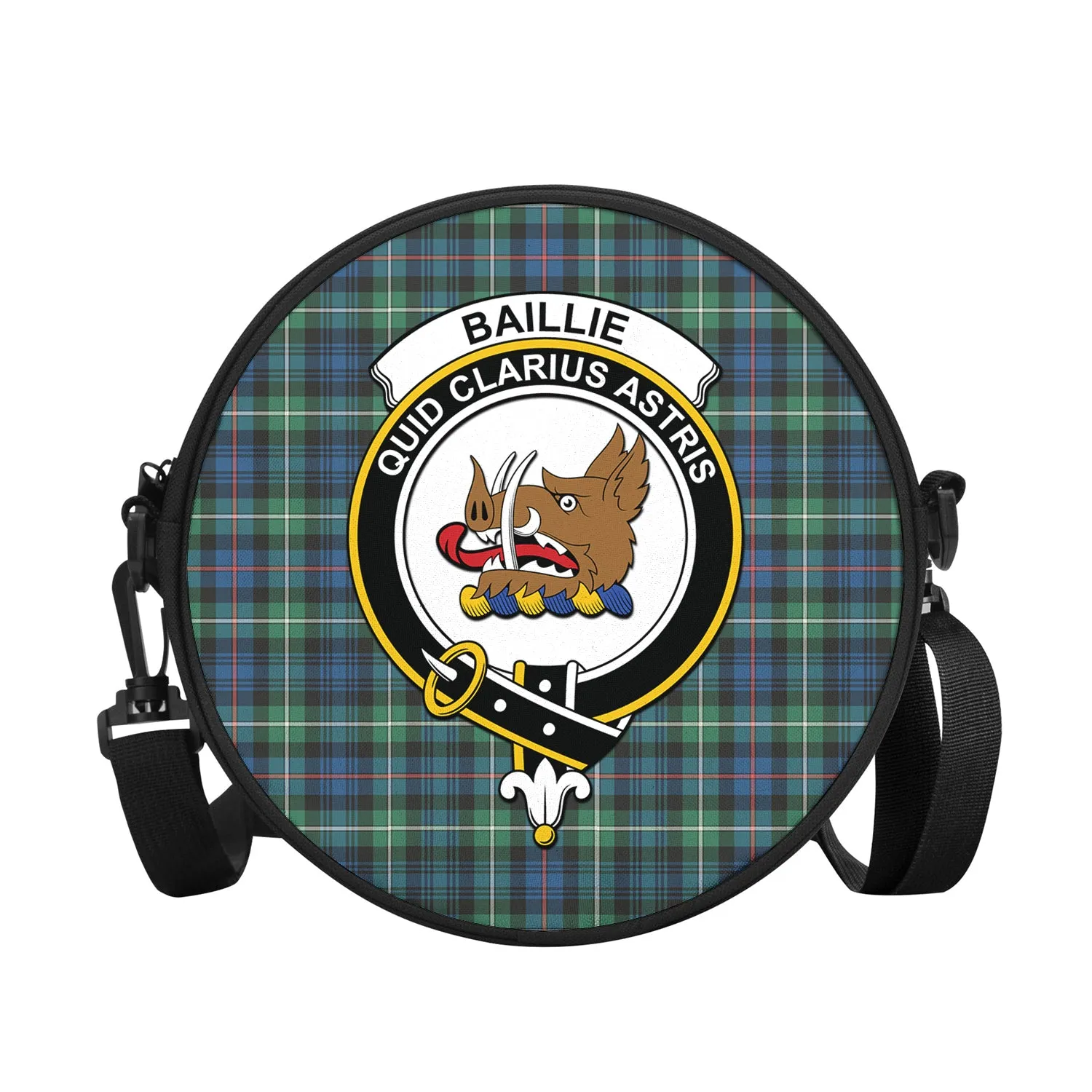 Baillie Ancient Tartan Round Satchel Bags with Family Crest