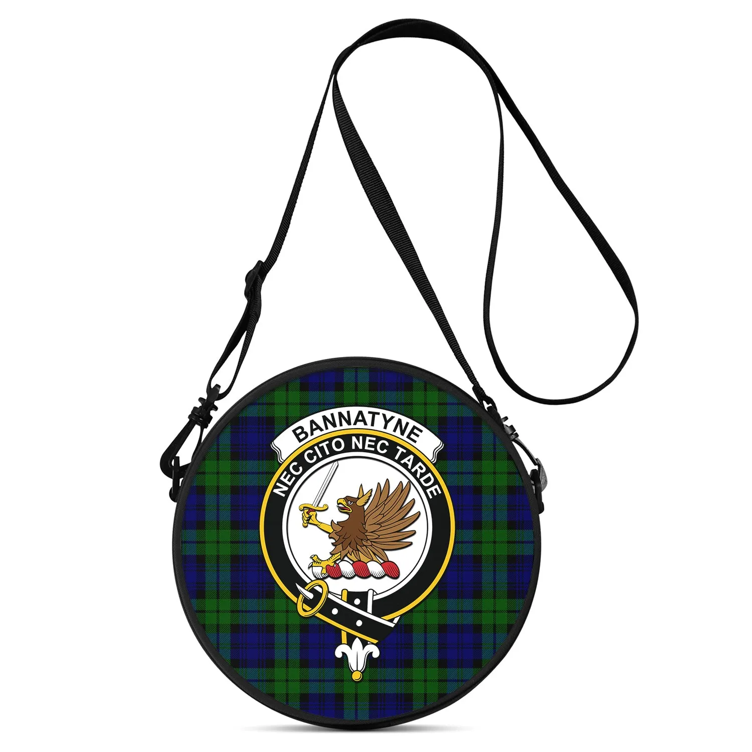 Bannatyne Tartan Round Satchel Bags with Family Crest