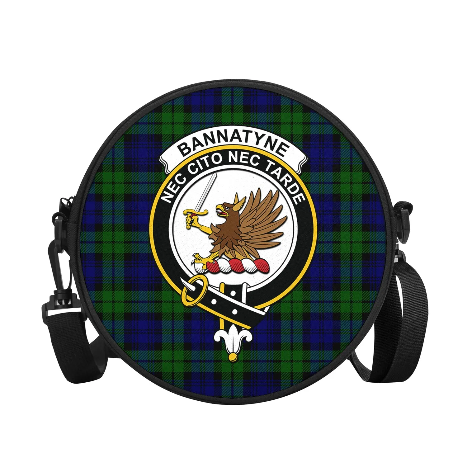 Bannatyne Tartan Round Satchel Bags with Family Crest