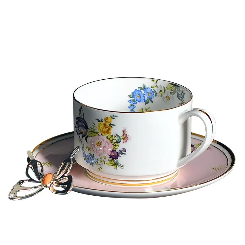 Beautiful Flower British Tea Cups, Creative Bone China Porcelain Tea Cup Set, Elegant Flower Ceramic Cups, Unique Royal Coffee Cup and Saucer