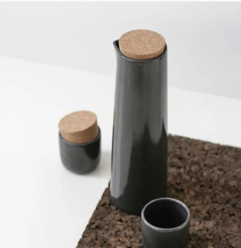 Black Ceramic Carafe & Cups