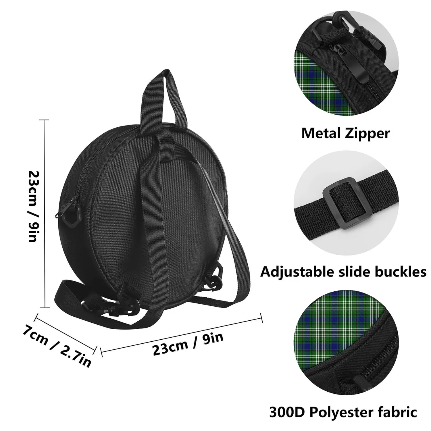 Blackadder Tartan Round Satchel Bags with Family Crest