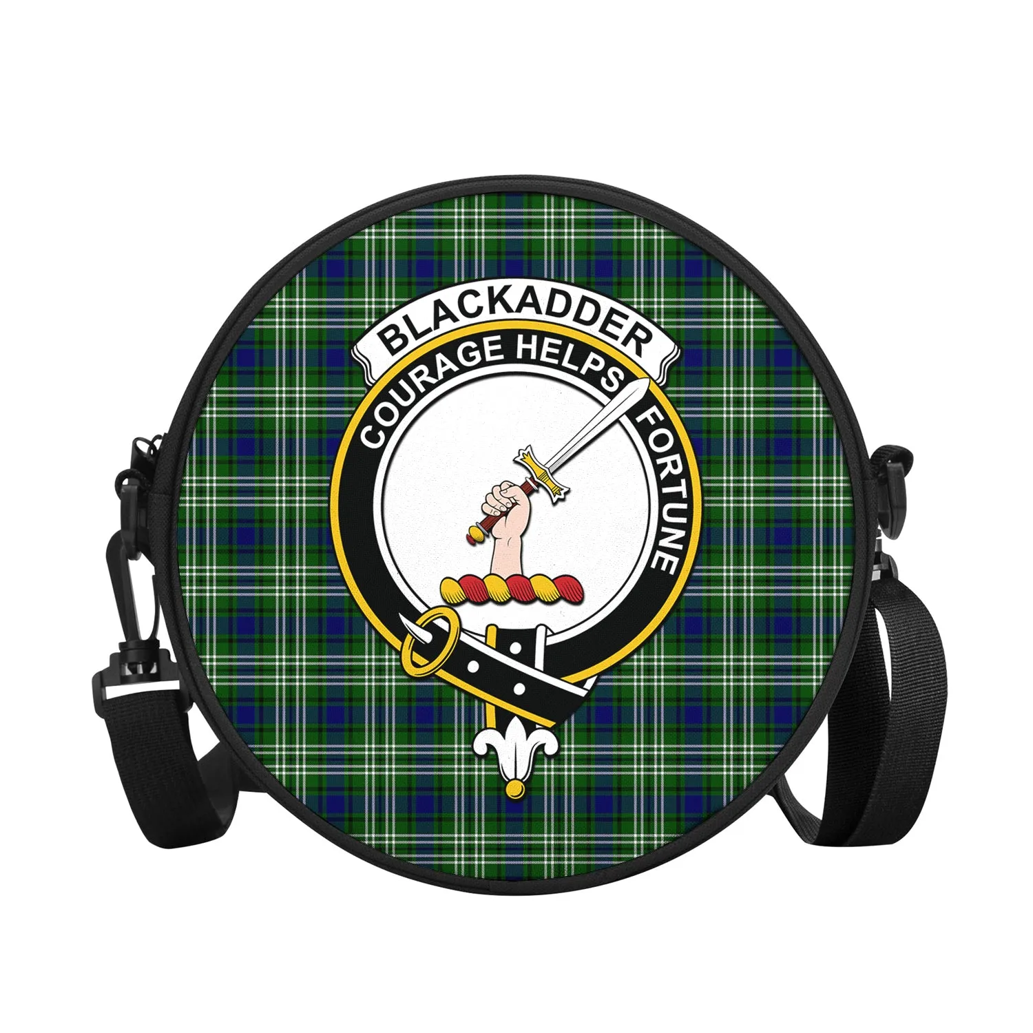 Blackadder Tartan Round Satchel Bags with Family Crest