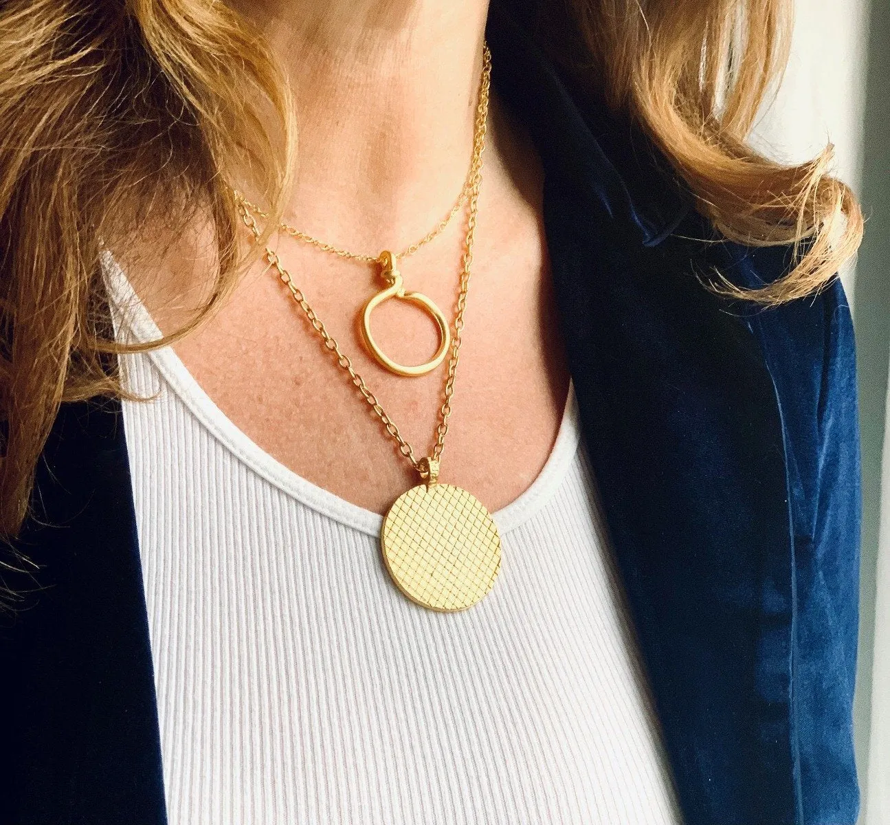 Brass Matte Circle Knot Necklace