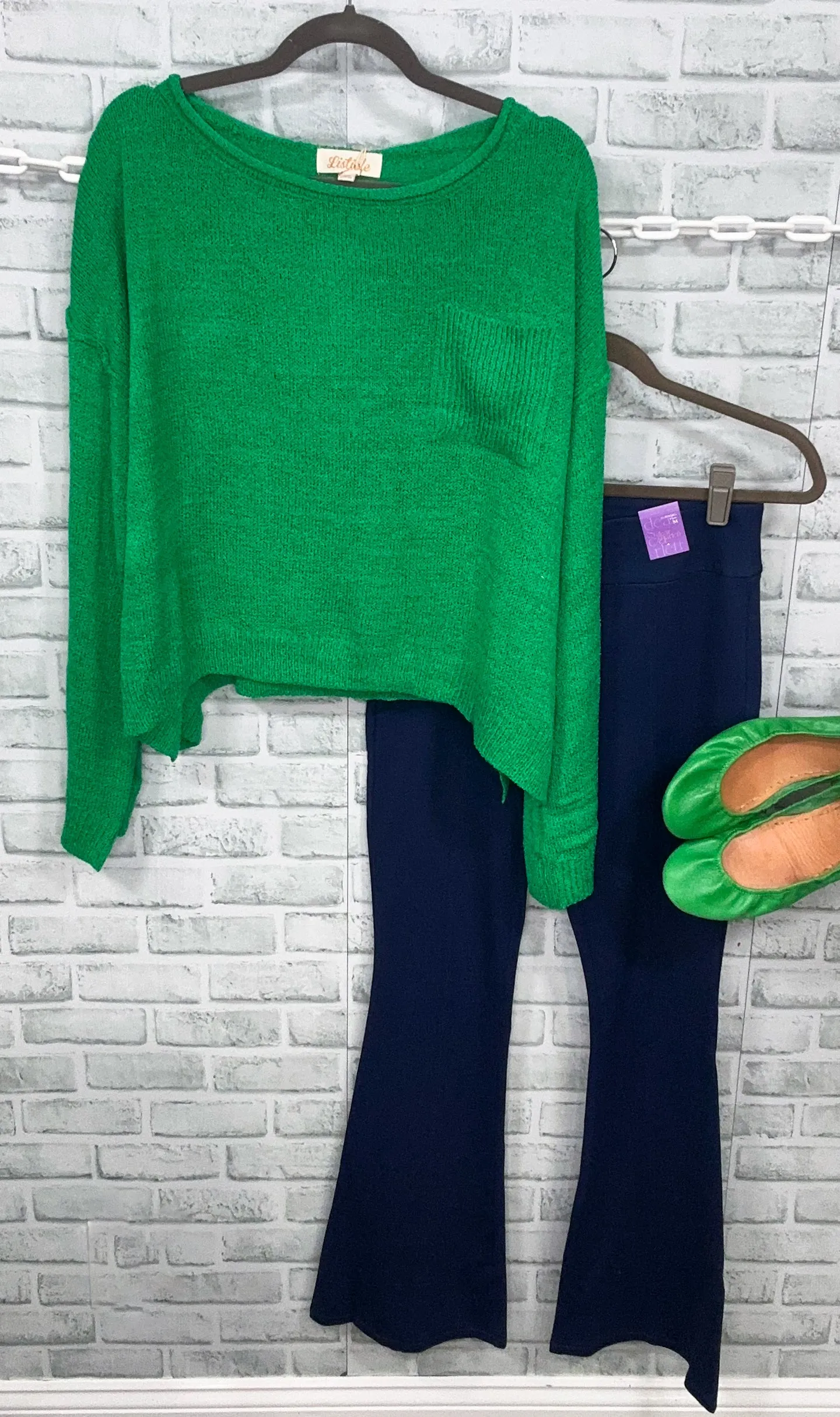 Bright Green Lightweight Wide Neck Sweater