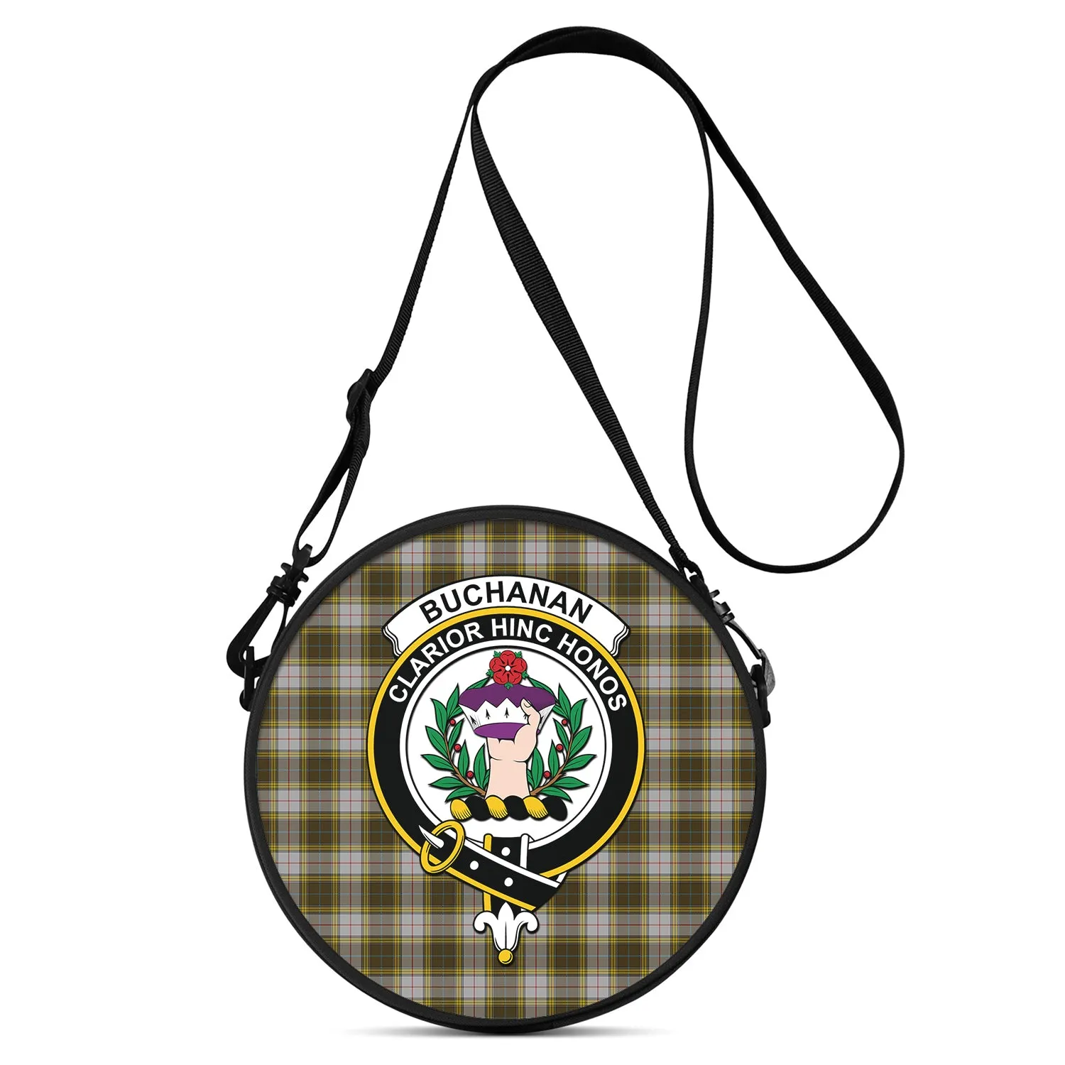 Buchanan Dress Tartan Round Satchel Bags with Family Crest