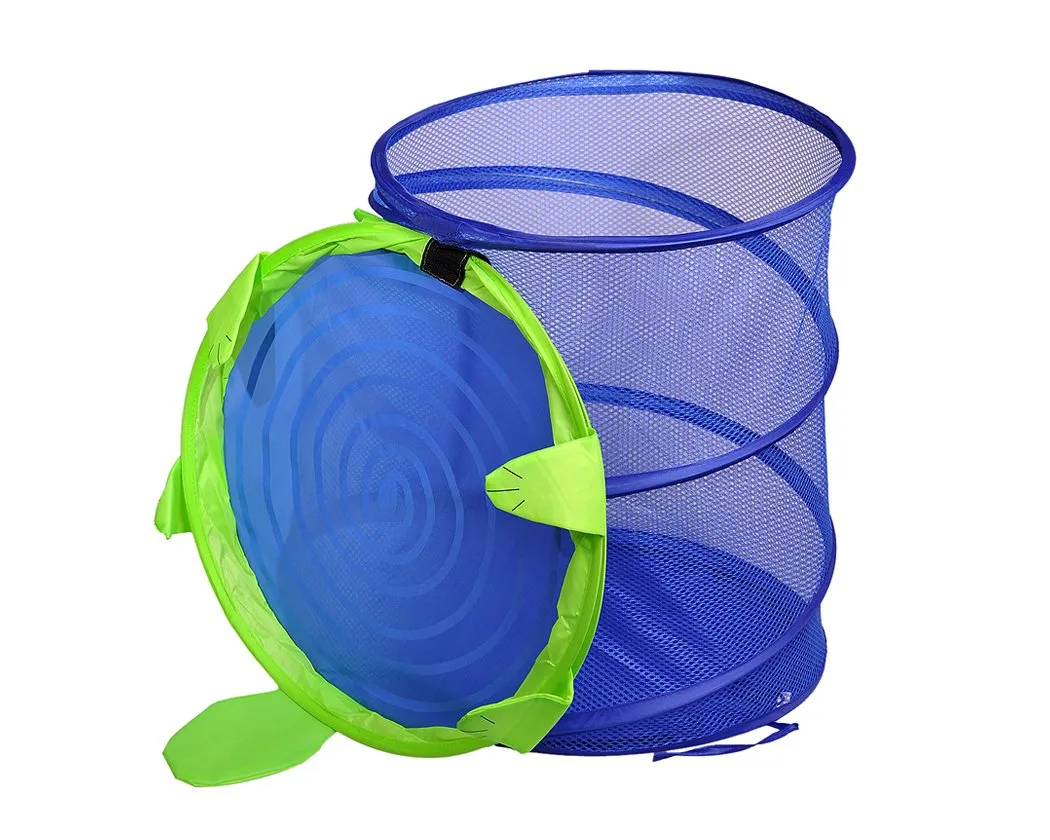 Cartoon Tortoise Foldable Pop-up Laundry Hamper - Blue