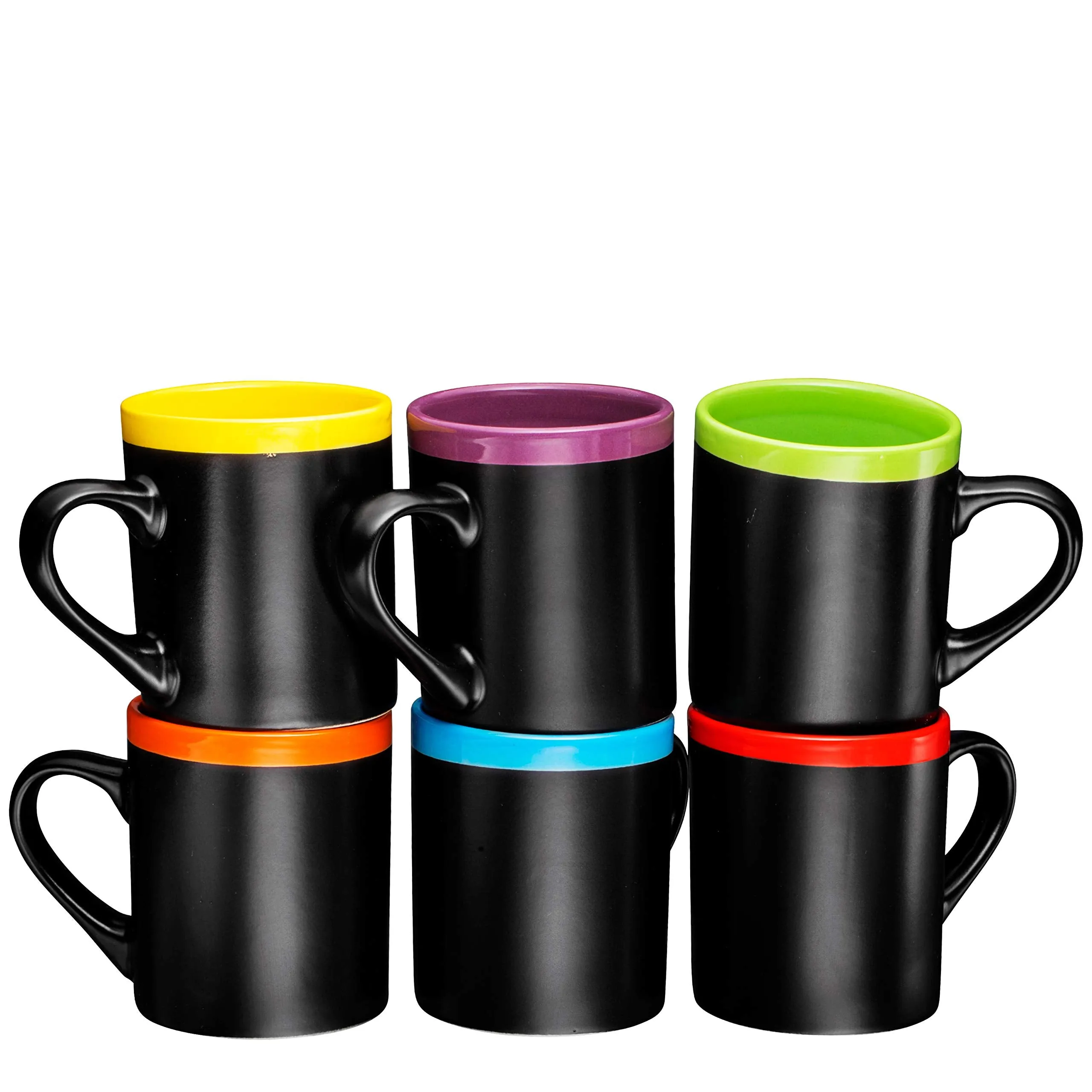 Ceramic Coffee Mugs 12oz Cups Tea Mugs Set of 6 (Gradient Purple