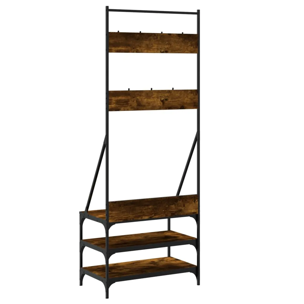 Clothes Rack with Shoe Storage Smoked Oak 70x40x184 cm