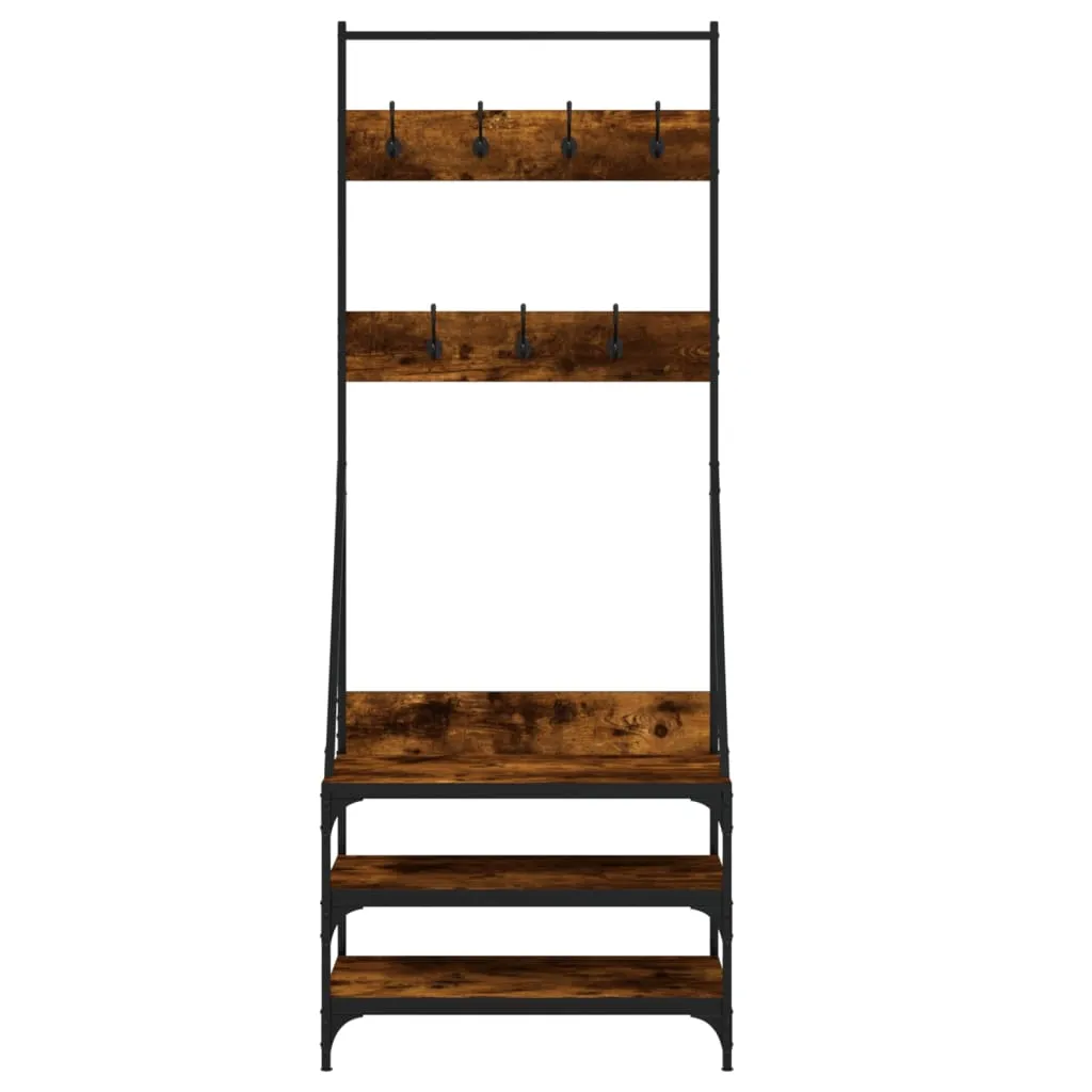 Clothes Rack with Shoe Storage Smoked Oak 70x40x184 cm