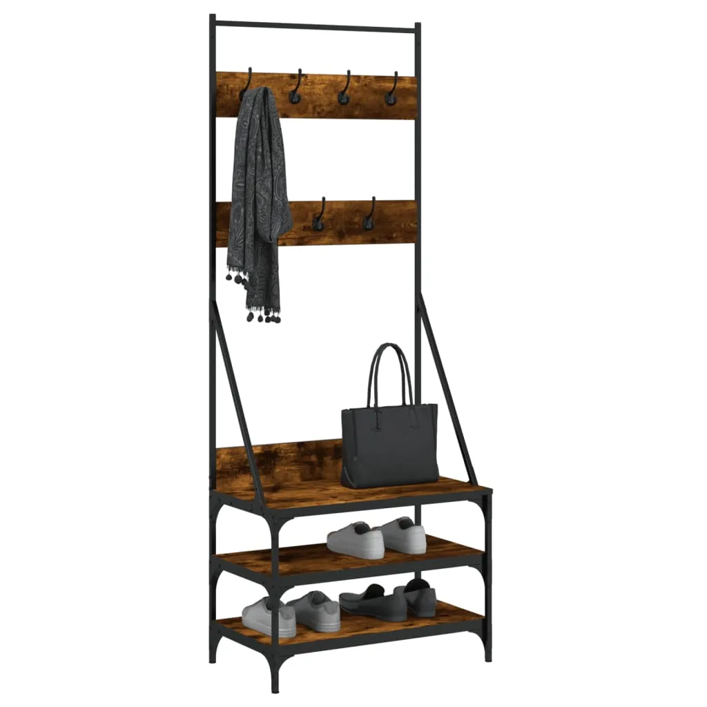 Clothes Rack with Shoe Storage Smoked Oak 70x40x184 cm