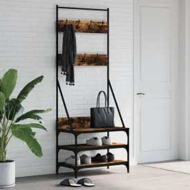 Clothes Rack with Shoe Storage Smoked Oak 70x40x184 cm