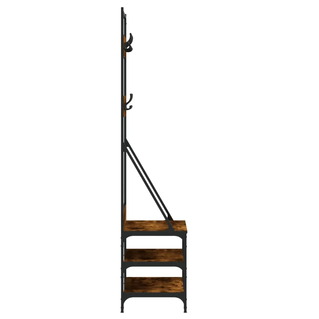 Clothes Rack with Shoe Storage Smoked Oak 70x40x184 cm