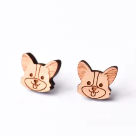 Corgi Dog Wooden Stud Earrings - EL10045