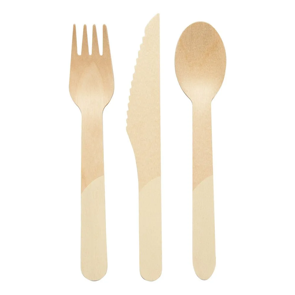 Cream Wood Cutlery | Pack of 24