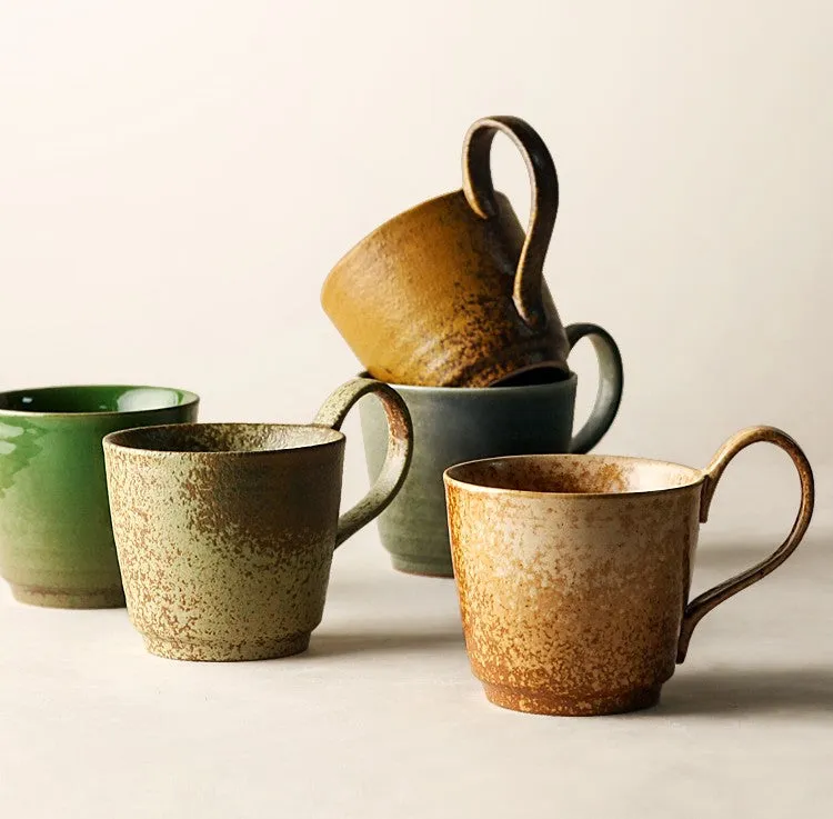 Creative Brown Green Blue Ceramic Coffee Mugs, Large Modern Handmade Pottery Coffee Cup, Large Unique Tea Cup, Large Capacity Coffee Cups