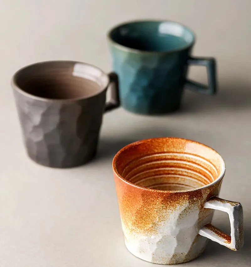 Creative Brown White Black Blue Ceramic Coffee Mugs, Modern Handmade Pottery Coffee Cup, Large Unique Tea Cup, Large Capacity Coffee Cups