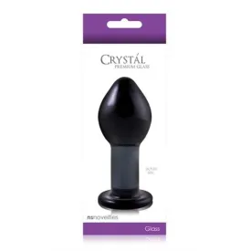 Crystal Premium Glass Plug - Large - Clear Charcoal