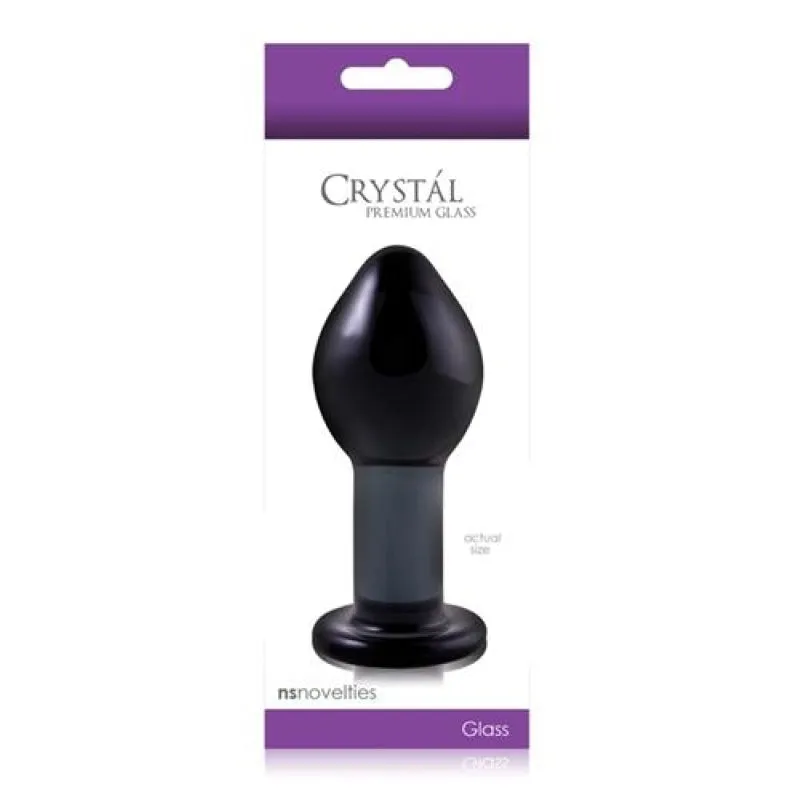 Crystal Premium Glass Plug - Large - Clear Charcoal