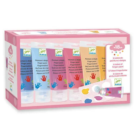 Djeco 6 Finger Paint Tubes Pink Set