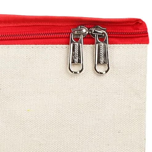 DOUBLE R BAGS Canvas Reinforced Cotton Handles with Multipurpose Clothes Storage Organizer For Grocery vegetable shopping and Covers Zip Bags (Red) -Pack of 2