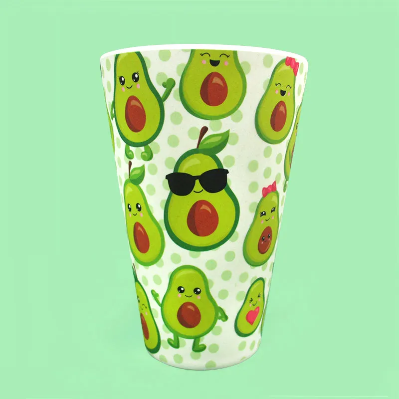 Eco-Friendly Reusable Plant Fiber Travel Mug with Avocado Design