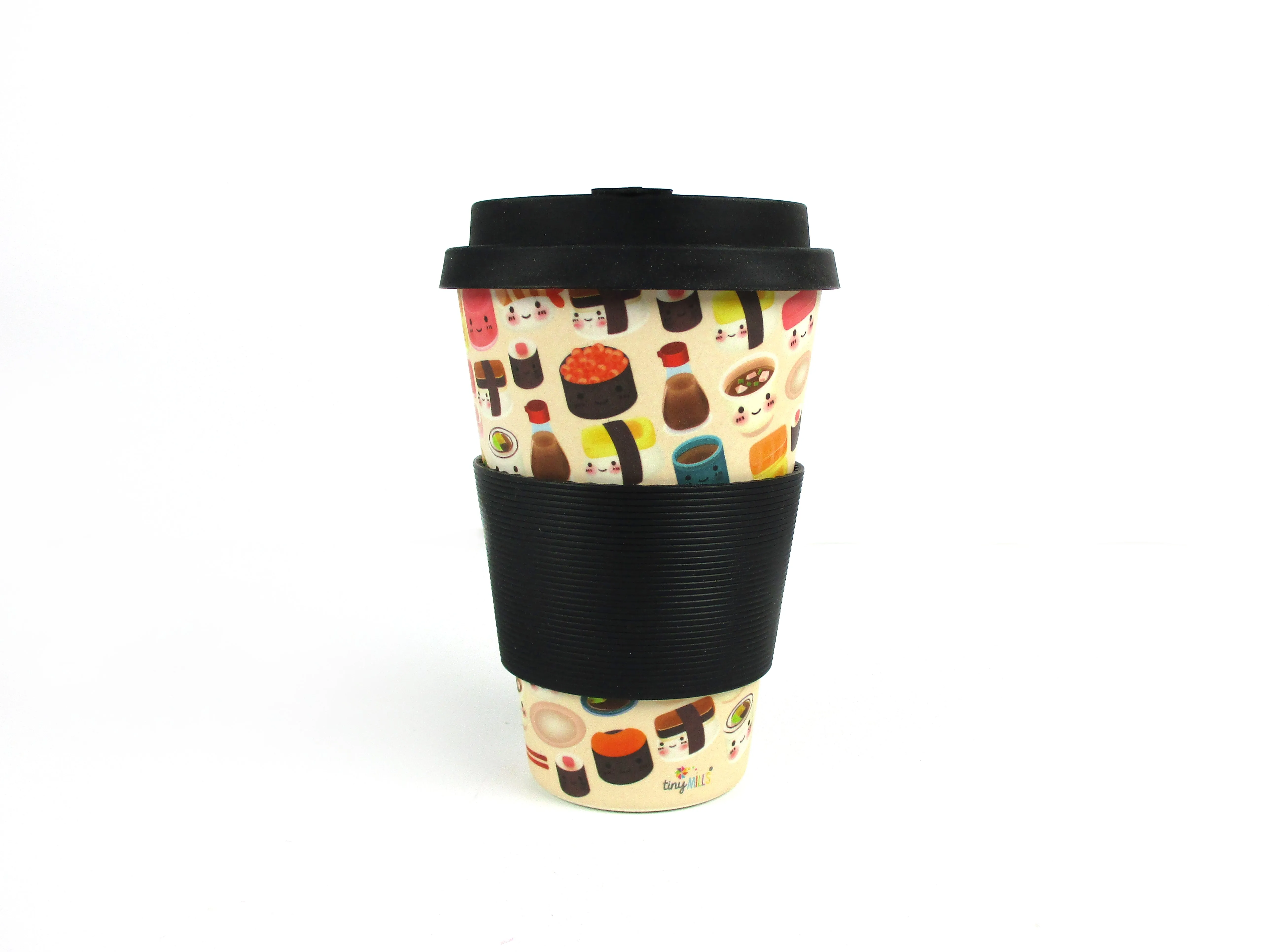 Eco-Friendly Reusable Plant Fiber Travel Mug with Sushi Design