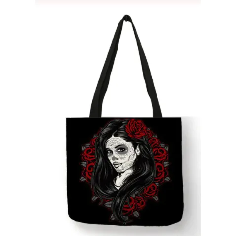 Eco Linen Crane Skull Tattoo Art Tote Shopping/Storage Bag