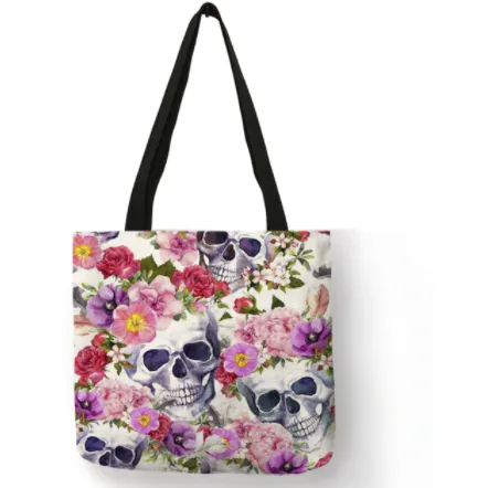 Eco Linen Crane Skull Tattoo Art Tote Shopping/Storage Bag