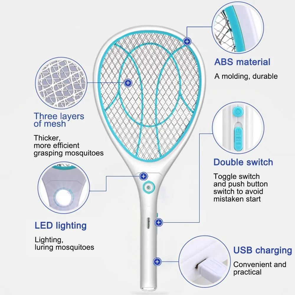 Electric Mosquito Swatter Rechargeable Household Large Mesh Household