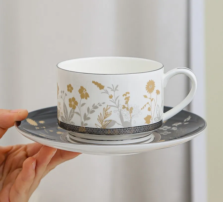 Elegant Flower Ceramic Cups, Beautiful Flower British Tea Cups, Creative Bone China Porcelain Tea Cup Set, Unique Royal Coffee Cup and Saucer