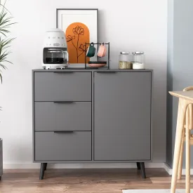 everyday Mid Century Sideboard Buffet with 3 Drawers,2Door Accent Cabinet for Entryway,Natural,29"H