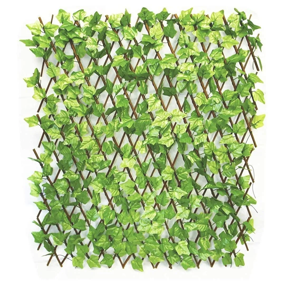 Expandable Grass Fence Artificial Hedge Green Leaves Trellis for Wall Decor & Garden Decoration (45cm *13.5 cm) - Medium Size