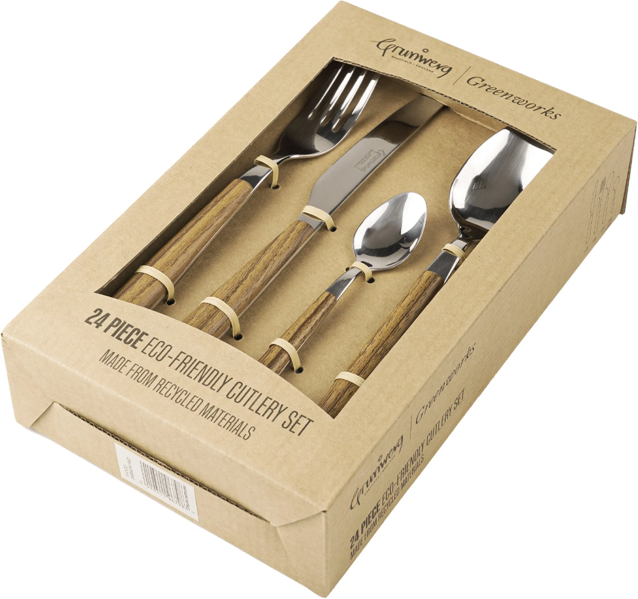 Greenworks 24 Piece Cutlery Set Wood Effect