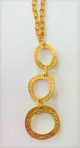 Hammered Brass Circles Necklace