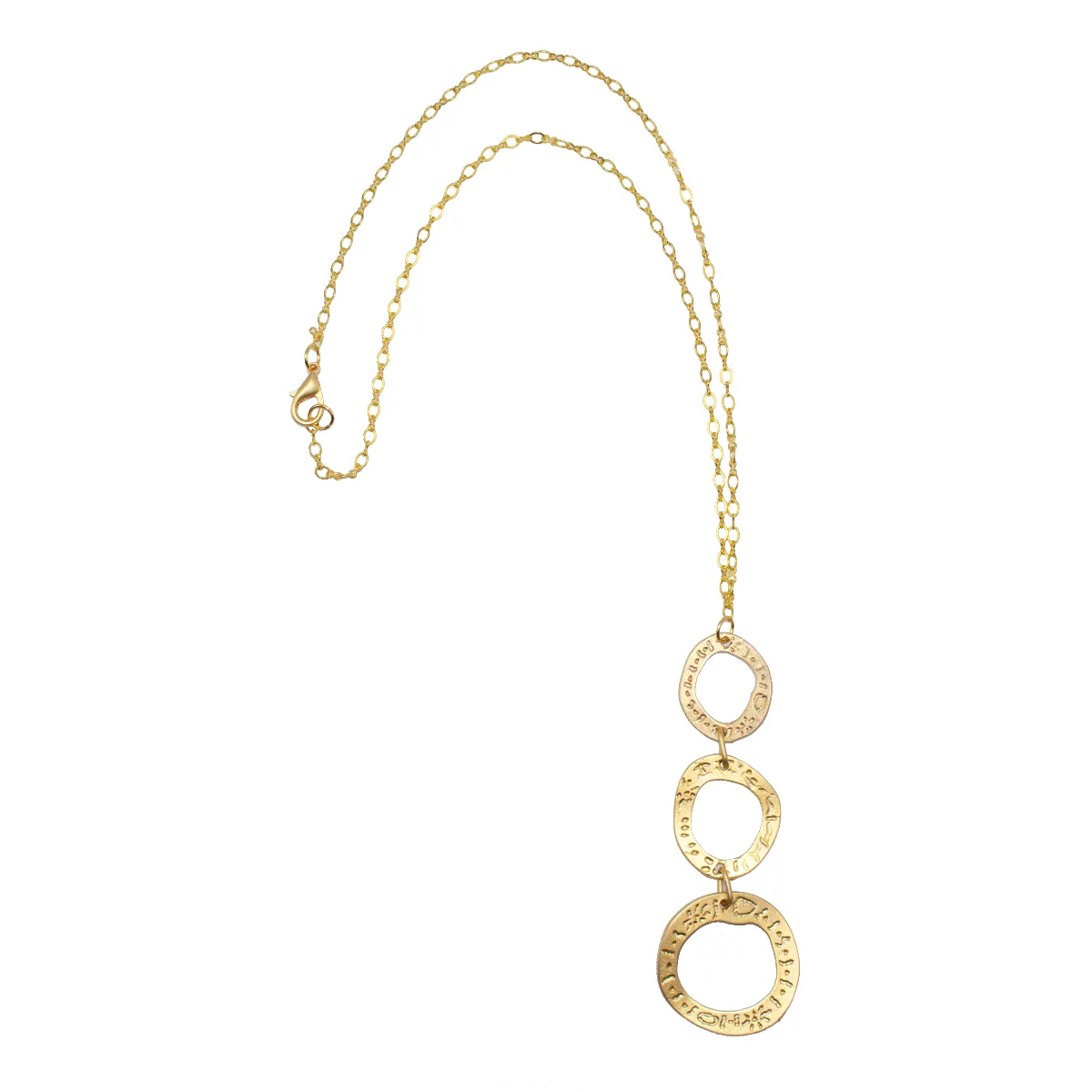 Hammered Brass Circles Necklace