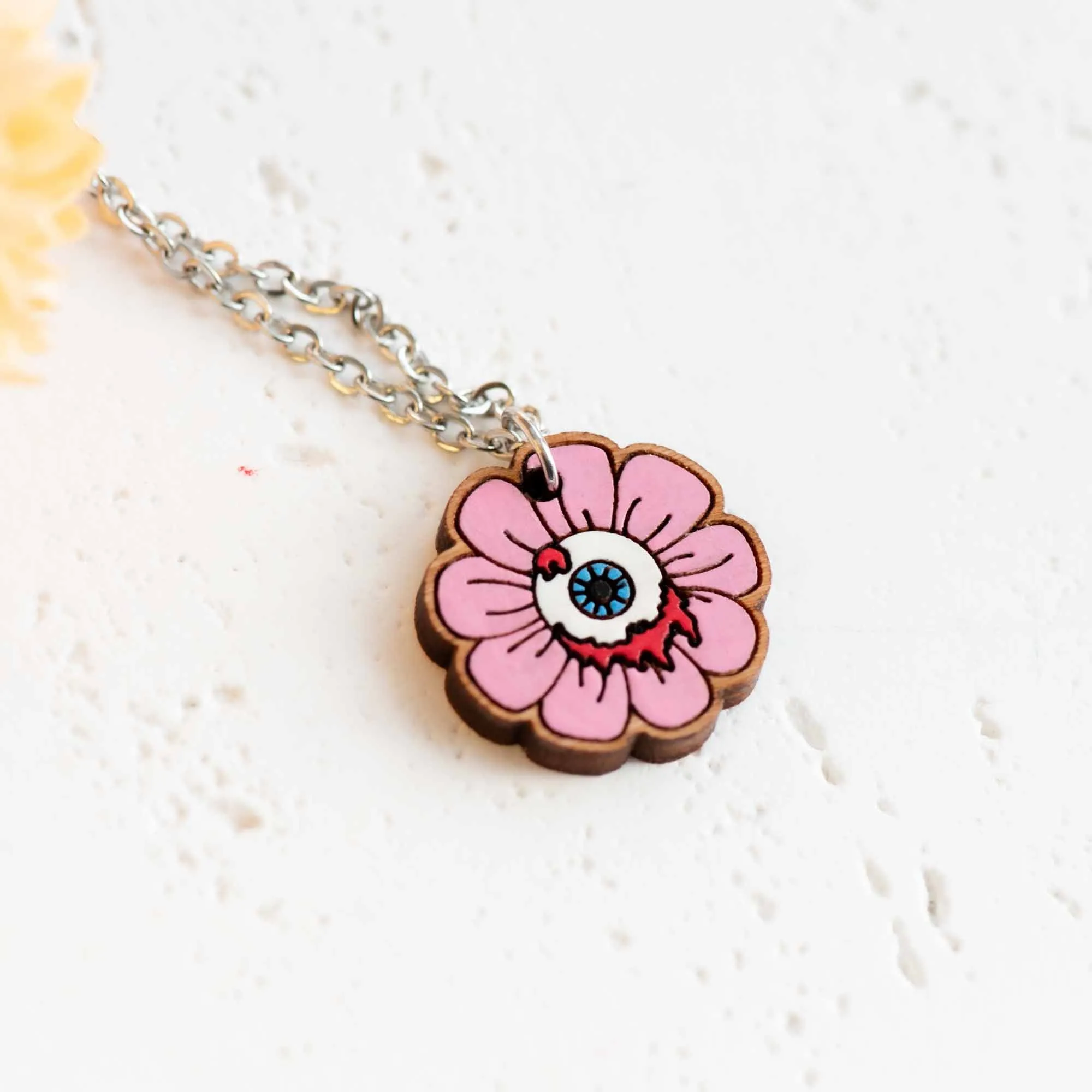 Hand Painted Flower Eyeball Necklace