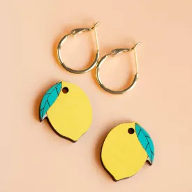 Hand-Painted Lemon Hoop Earrings - PET15262H