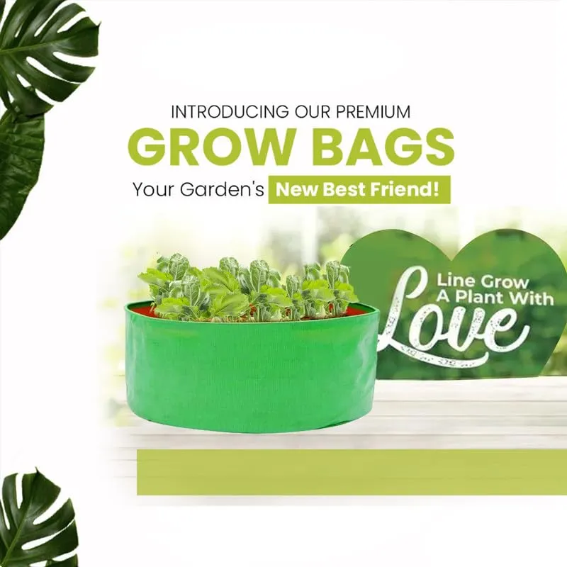 HDPE Grow Bags 250gsm (12x9 Inches) - Pack of 5, Durable Vegetable Planting Bags for Terrace and Home Gardening